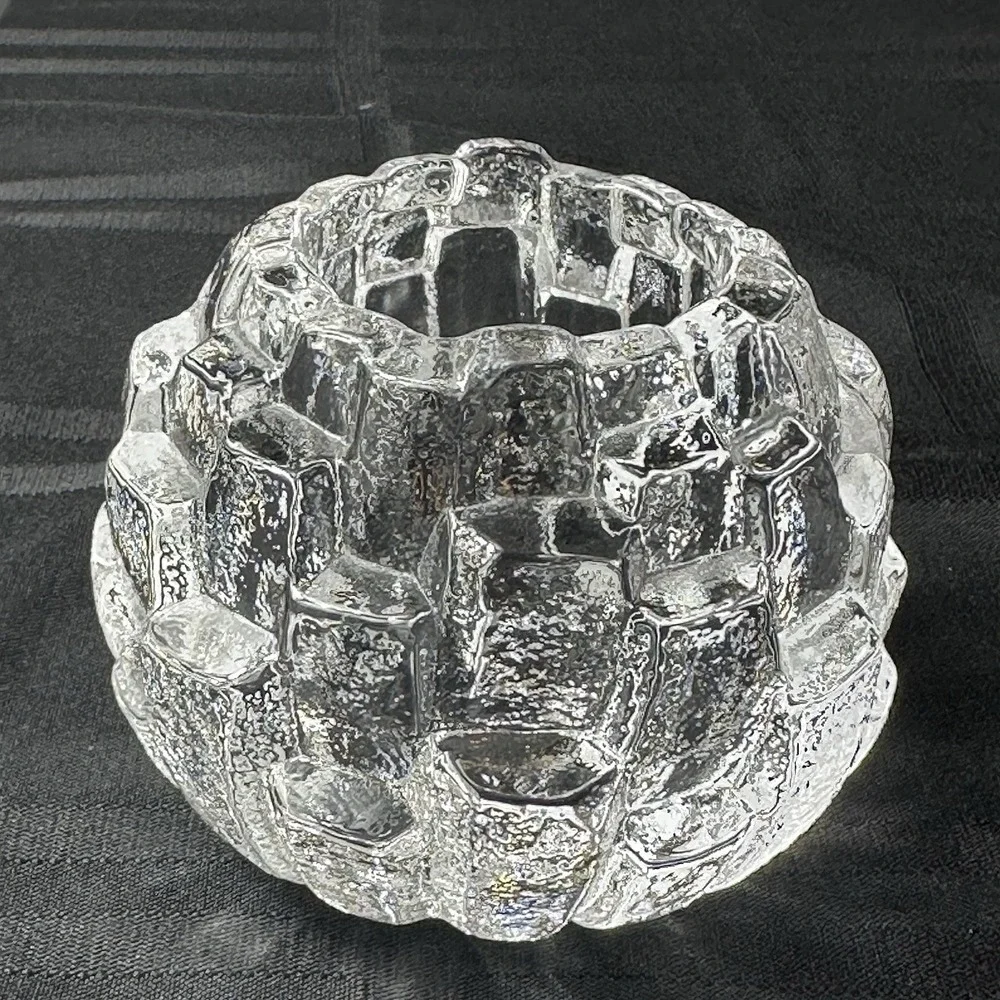 Kosta Boda Sweden Igloo Art Glass Votive Candle Holder Clear Signed Tealight